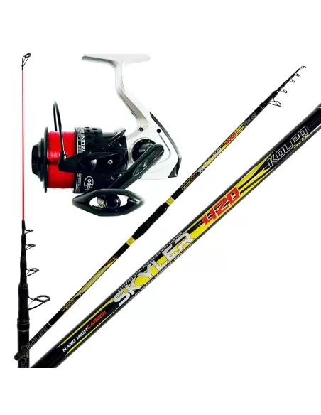 Kit Surfcasting Canna in Carbonio 420 + Mulinello Talent con Filo Kit da pesca Kolpo