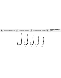 Maver MV R 1315 Amo da Pesca con occhiello, Doppio Ardiglione forgiato e con punta inclinata 15 pz