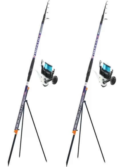 Kit Surfcasting 2 Canne Colmic 2 Reels Kolpo 2 Tripodi