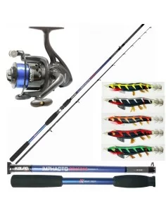 Kolpo Kit Fishing Seppie Canna Reel Wire and Totanare 
