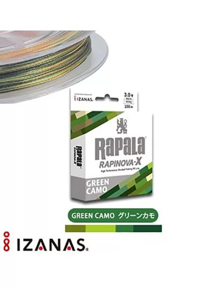 Rapala Rapinova Trecciato Braid Green Camo 100 mt Fili da pesca Rapala