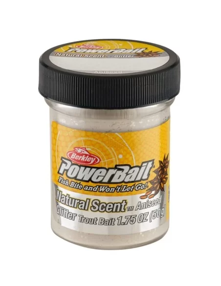 Berkley Powerbait Glitter Trout Bait White Pastella per Trote Anice Affondante Esche da pesca Berkley