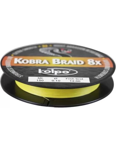 Braided Braid 8 Heads Kobra Kolpo Yellow 150 mt Kolpo Fishing Lines
