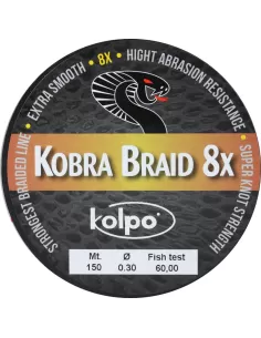 Braided Braid 8 Heads Kobra Kolpo Red 150 mt Kolpo Fishing Lines