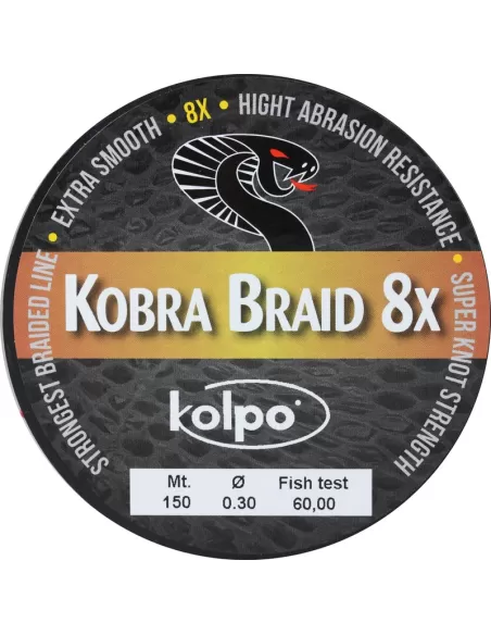 Braided Braid 8 Heads Kobra Kolpo Yellow 150 mt Kolpo Fishing Lines