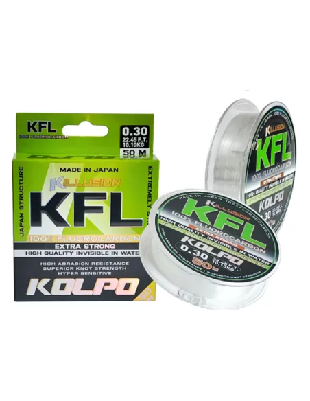 Kolpo KFL Fluorocarbon Invisibile in Acqua ad Alta Tenuta 50 mt Fluorocarbon Kolpo