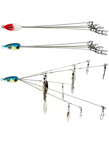 Briglia Per Pialla Da Pesca In Treccia Cava 226kg - Con Girelle Spro Power 59kg - Lunghezza 61cm - Realizzata A Mano USA