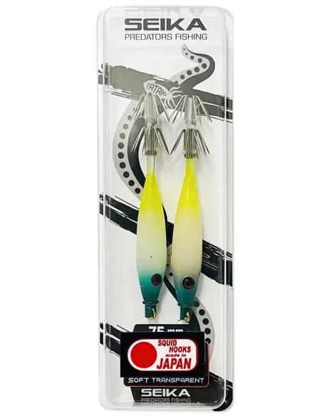 Seika Mini Squid Soft Trasparent per la pesca a calamari e seppie 75 mm 2 pz col. 38 Totanare e polpare Seika