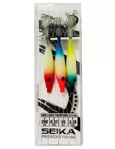 Seika Squid Leader Trasparent lenza pronta armata con 3 artificiali 75 mm - fishing tackle
