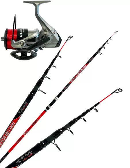 Kolpo Kit Combo Surf Casting Canna in Carbonio 4.2 mt 130 gr Mulinello 5000 Kit da pesca Kolpo