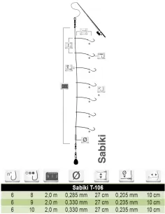 Tubertini Sabiki T-106 realizzato con pelle di pesce ideale per sgombri sugheri e boghe - fishing tackle 2