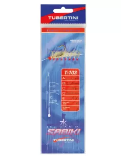 Tubertini Sabiki T-103 classico con pelle di pesce per la cattura di sugarelli sgombri clupeidi e simili - fishing tackle