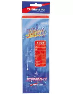 Tubertini Sabiki T-105 con pelle di pesce a 8 ami per la pesca da fondale che per pesci pelagici - fishing tackle
