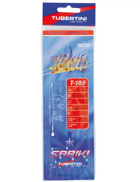 Tubertini Sabiki T-105 con pelle di pesce a 8 ami per la pesca da fondale che per pesci pelagici - fishing tackle