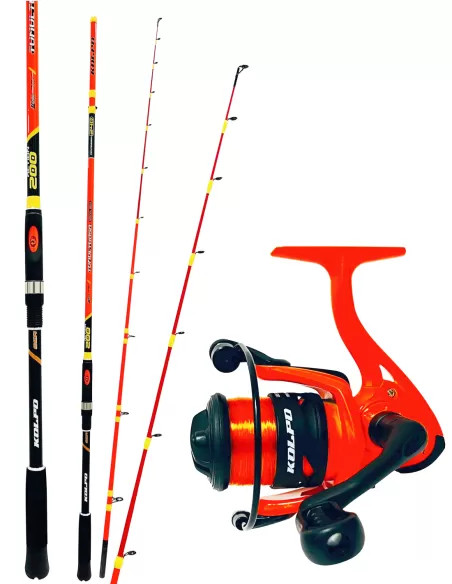Kolpo kit da pesca per la barca canna con crociera 200 gr con mulinello e filo Kit Bolentino Kolpo