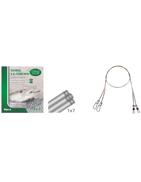 Mistral Cavetti Acciaio 1x7 15 kg con Girella Rolling e Moschettone 2pz Cavetti Acciaio Mistrall