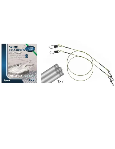 Mistral Steel Cables 1x7 7 kg with Swivel and Snap Hook 2pcs Steel Cables Mistrall