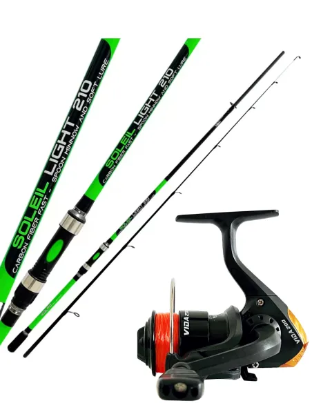 Kit Pesca Spinning Light con Canna Kolpo 2.40 mt + Mulinello e filo Kit da pesca Kolpo