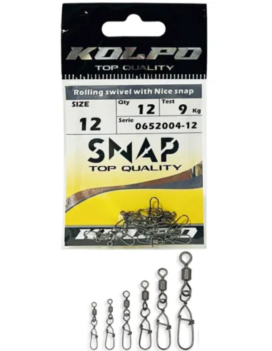 Kolpo Rolling Swivel With Fastlock Snap Girella Rolling con Moschettone Anti Apertura 12 pz Girelle Kolpo
