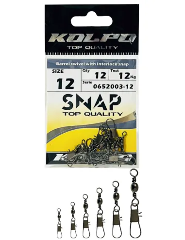 Kolpo barrel swivel with interlock snap 12 pcs swivel with snap hook Kolpo swivels