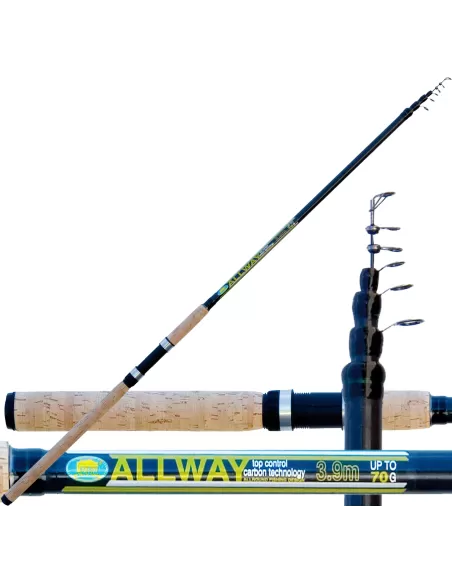 Combo Canna Bolognese 5m In Carbonio + Mulinello 2000 Con Filo Da 0,20mm, Azione 20-40g, Per Pesca In Mare, Fiume O Lago