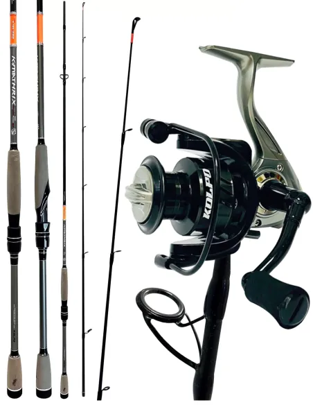 Kolpo combo spinning con canna 2.28mt in carbonio 9-35gr con mulinello bobina alluminio Kit Spinning Kolpo