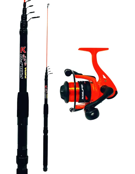 kolpo combo bolognese bottom spinning fishing with 2.10 mt rod, reel and line