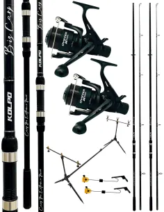 Kolpo carp fishing combo 2 rods + 2 reels with line + rodpod + 2 visual alarms