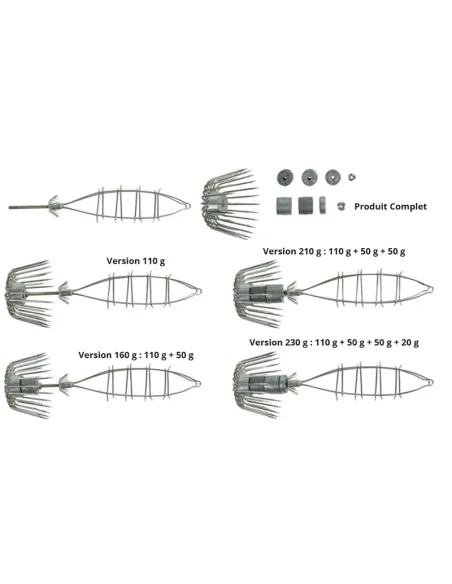 Ragot Totanara Squid Jig Cage (Adjustable Weight) 264.4 Gr Fishing Artificial Squid and Pulp Ragot
