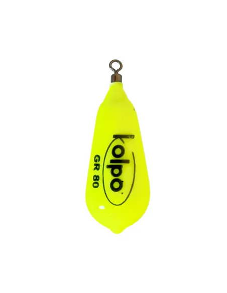 Kolpo Yellow pear fishing lead with phosphorescent rolling swivel