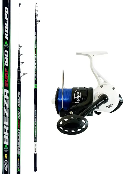 Surfcasting Fishing Kit 170g Carbon Rod Kolpo 6500 Reel with Line