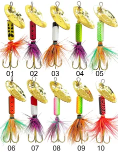 Kolpo Fario Spinning Spoon 80 mm – 8 g with Feather Treble Hook, 10 Colors 2