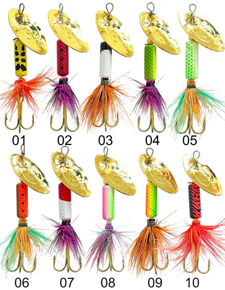 Kolpo Fario Spinning Spoon 80 mm – 8 g with Feather Treble Hook, 10 Colors