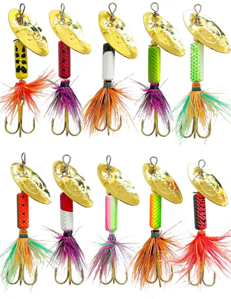 Kolpo Fario Spinning Spoon 80 mm – 8 g with Feather Treble Hook, 10 Colors