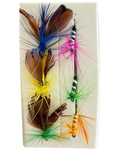 Kolpo Artificial Fly Fishing Flies – 6-Piece Set with Box | Lakes, Rivers, and Streams