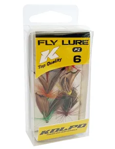 Kolpo Artificial Fly Fishing Flies – 6-Piece Set with Box | Lakes, Rivers, and Streams