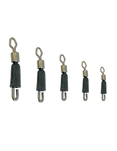 Kolpo Quick Change Swivel with snap hook and rubber cap for surfcasting, 5 sizes, 5 pcs