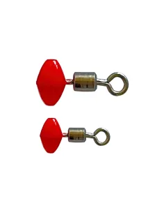 Kolpo Connector Red rolling swivel with oval bead for terminal-line connection, 2 sizes, 10 pcs