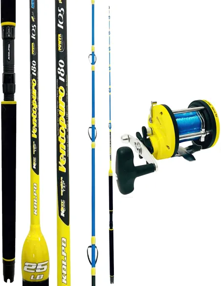 Kolpo Ventopuro 180cm 25lb Trolling Fishing Combo + Laguna Troll 50 Reel with Preloaded Line