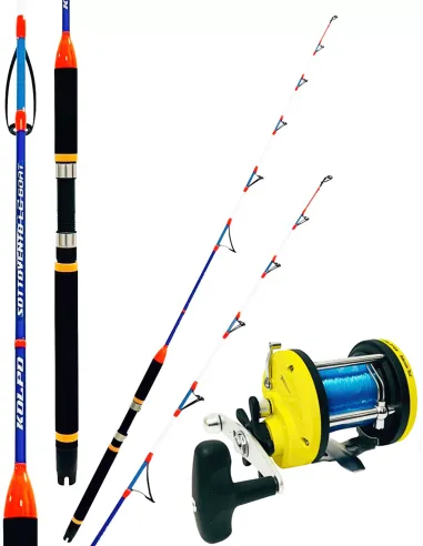 Kolpo Downwind Trolling Combo 1.50m 12lb + Laguna Troll 50 Reel with Preloaded Line