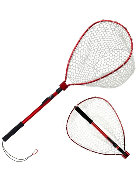 Kolpo Foldable Aluminum Landing Net with Rubberized Mesh, Belt Clip, and Elastic Strap