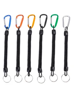 Extendable Spring Lanyard with Carabiner for Scissors, Pliers, Landing Nets and Fishing Accessories