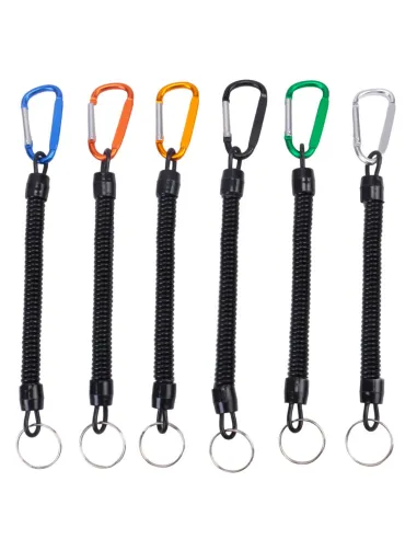 Extendable Spring Lanyard with Carabiner for Scissors, Pliers, Landing Nets and Fishing Accessories