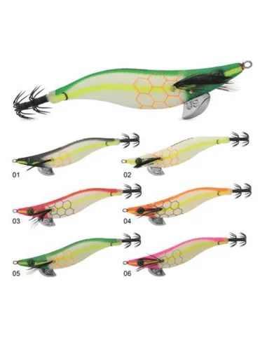 Seika Luna Verde EGI Ultra Shallow 3.5 – Egi Glow UV Slow Sink con Ami T-Layer per Cefalopodi