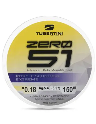 Tubertini 051 Porti e Scogliere Extreme 150m – Rigid and Anti-Abrasion Clear Monofilament for Sea Fishing