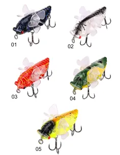 Kolpo BOMBO 7.5cm 15.5g – Insect-Shaped Rotating Propeller Topwater Lure with Double Treble Hook 2