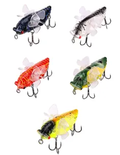 Kolpo BOMBO 7.5cm 15.5g – Insect-Shaped Rotating Propeller Topwater Lure with Double Treble Hook