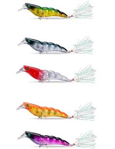 Kolpo JumpingShrimp 10.5 cm 13.5 g – Artificial Shrimp with Double Treble Hook and Feather for Sea Fishing