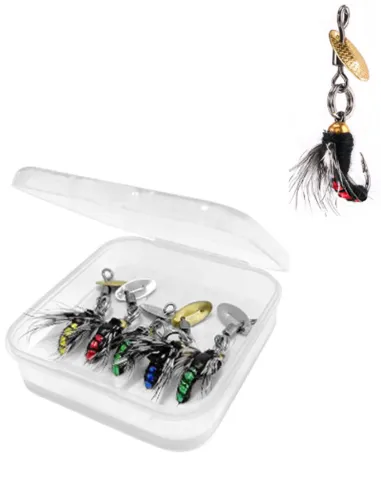 Kolpo Set of 5 Sinking Flies with Rotating Blade – Super Realistic on 10x15 mm Hook