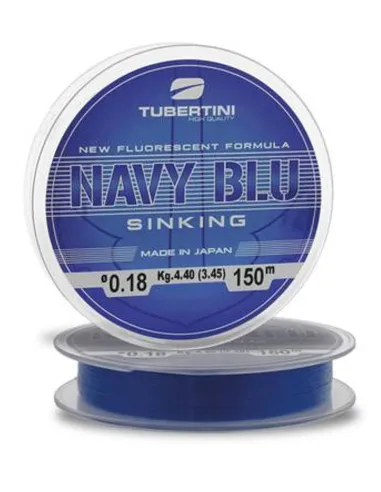 Tubertini Navy Blu 150 – Fluorescent, Sinking, High Knot Strength English Fishing Monofilament